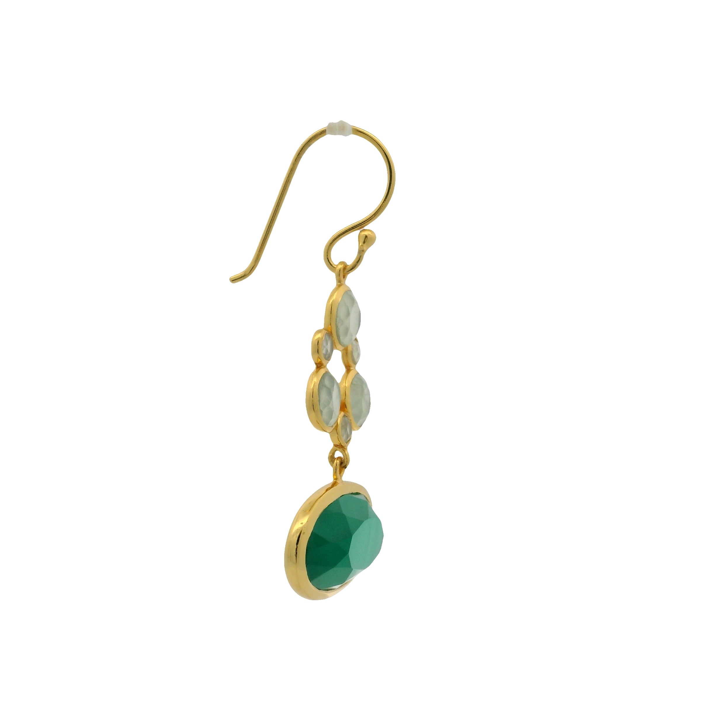 Boucles d'oreilles onyx verte ovale et préhnite