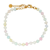 Gold bracelet with pastel pearls
