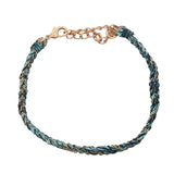 Bracelet brésilien doré cordon turquoise et bleu marine chaine dorée GM