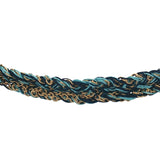 Bracelet brésilien doré cordon turquoise et bleu marine chaine dorée GM