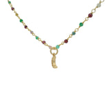 Collier doré rosary onyx verte tourmaline grenat et lune zircons blancs 42 cm