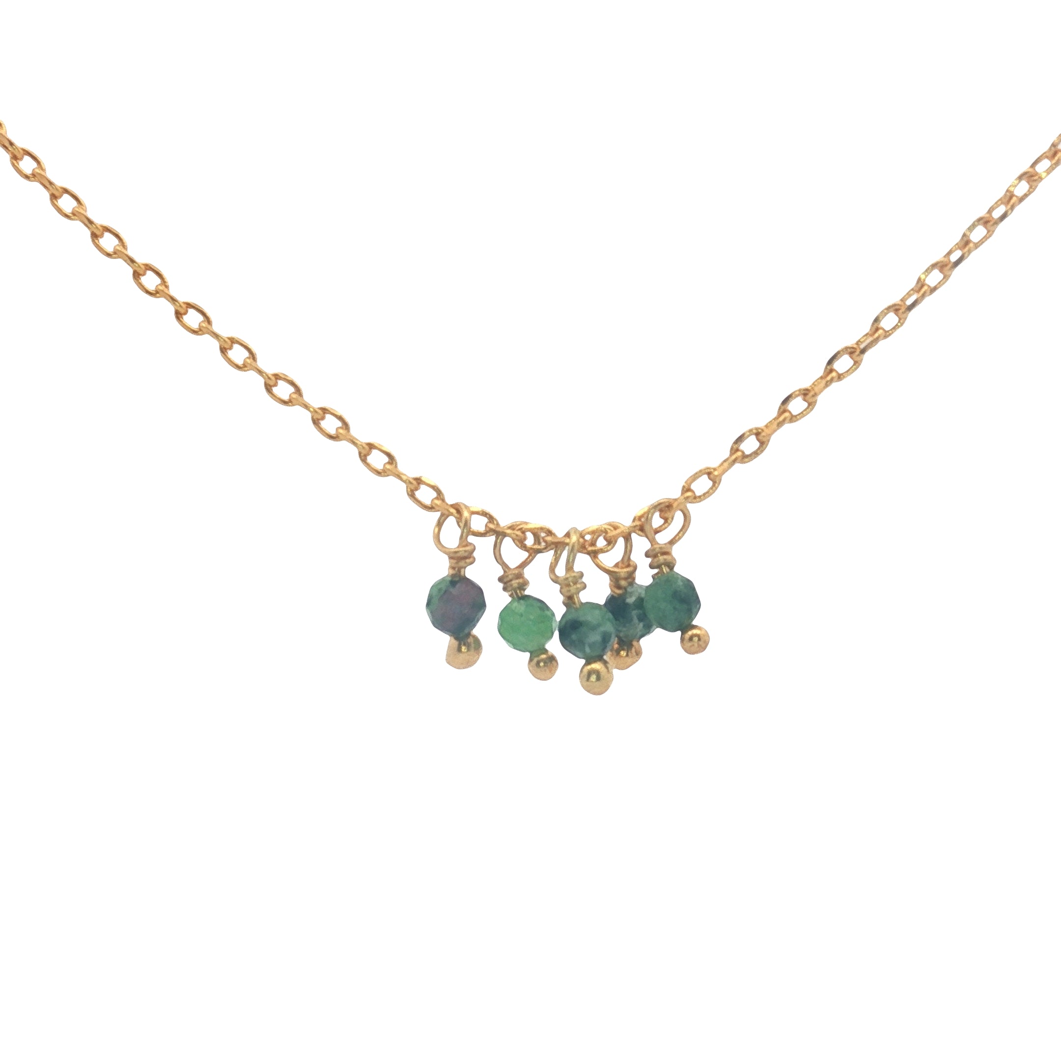 Collier doré pampilles pierres naturelles 40 cm