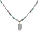Collier doré nacre perles pastel et perles de culture 75 cm