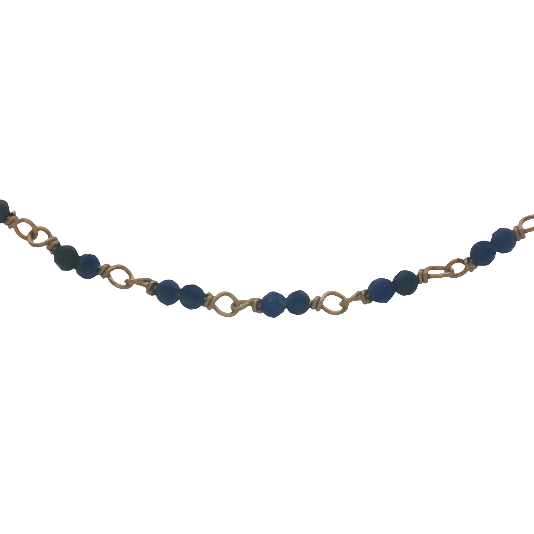 Collier doré avec duo lapis lazuli 60 cm