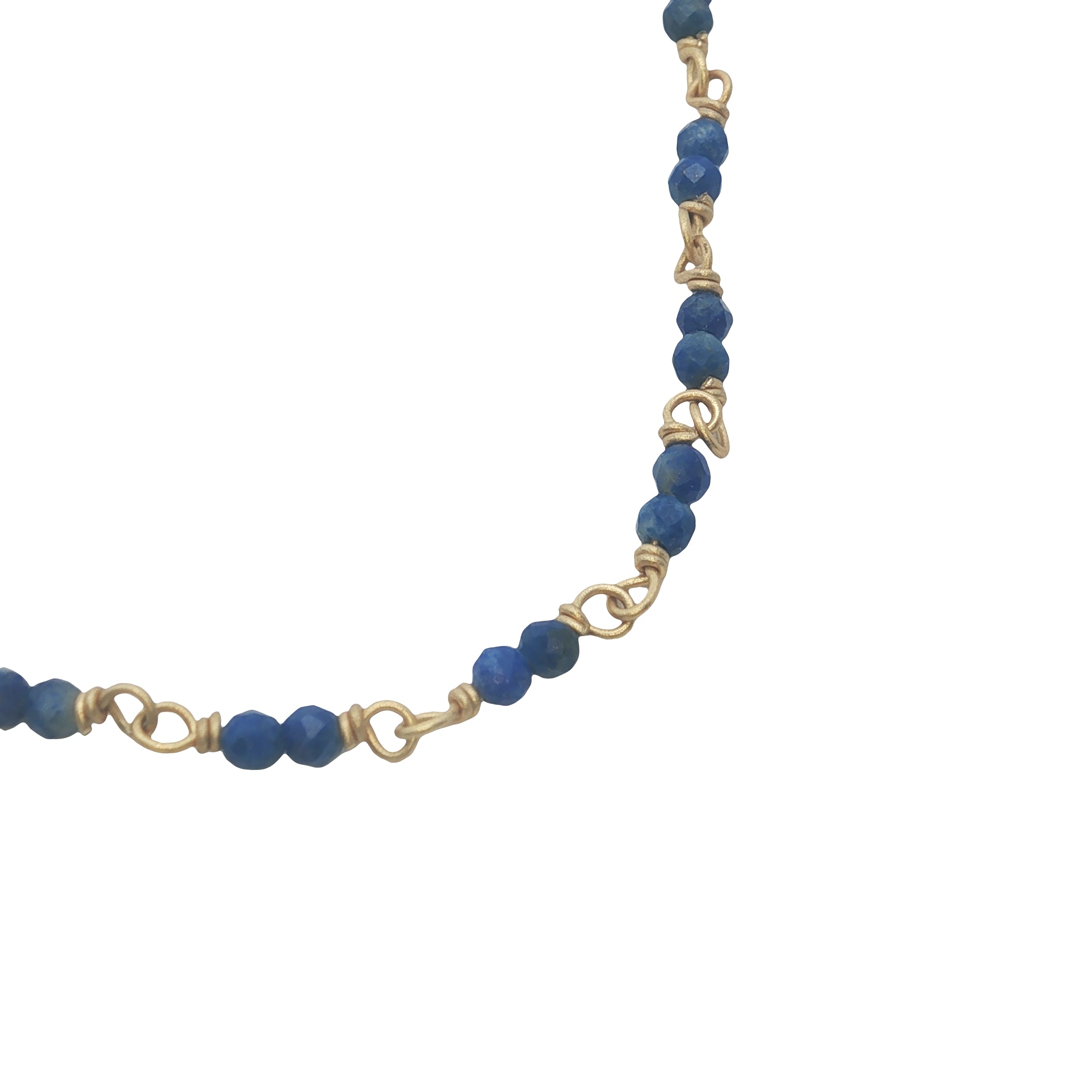 Collier doré avec duo lapis lazuli 60 cm