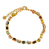 Bracelet doré perles multicolores avec couronnes dorées