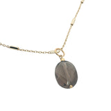 Collier doré quartz fumé ovale facetté 42 cm