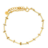 Half cord bracelet with ball beads and gold rods