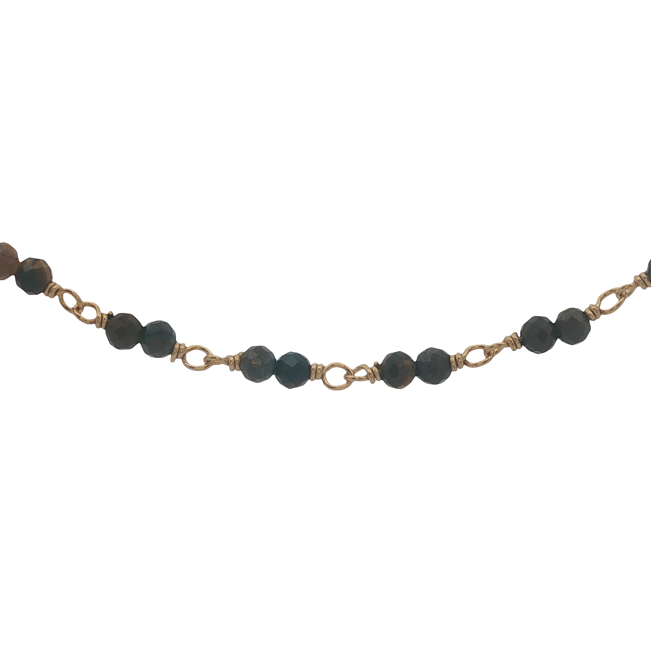 Collier doré avec duo oeil de tigre 60 cm