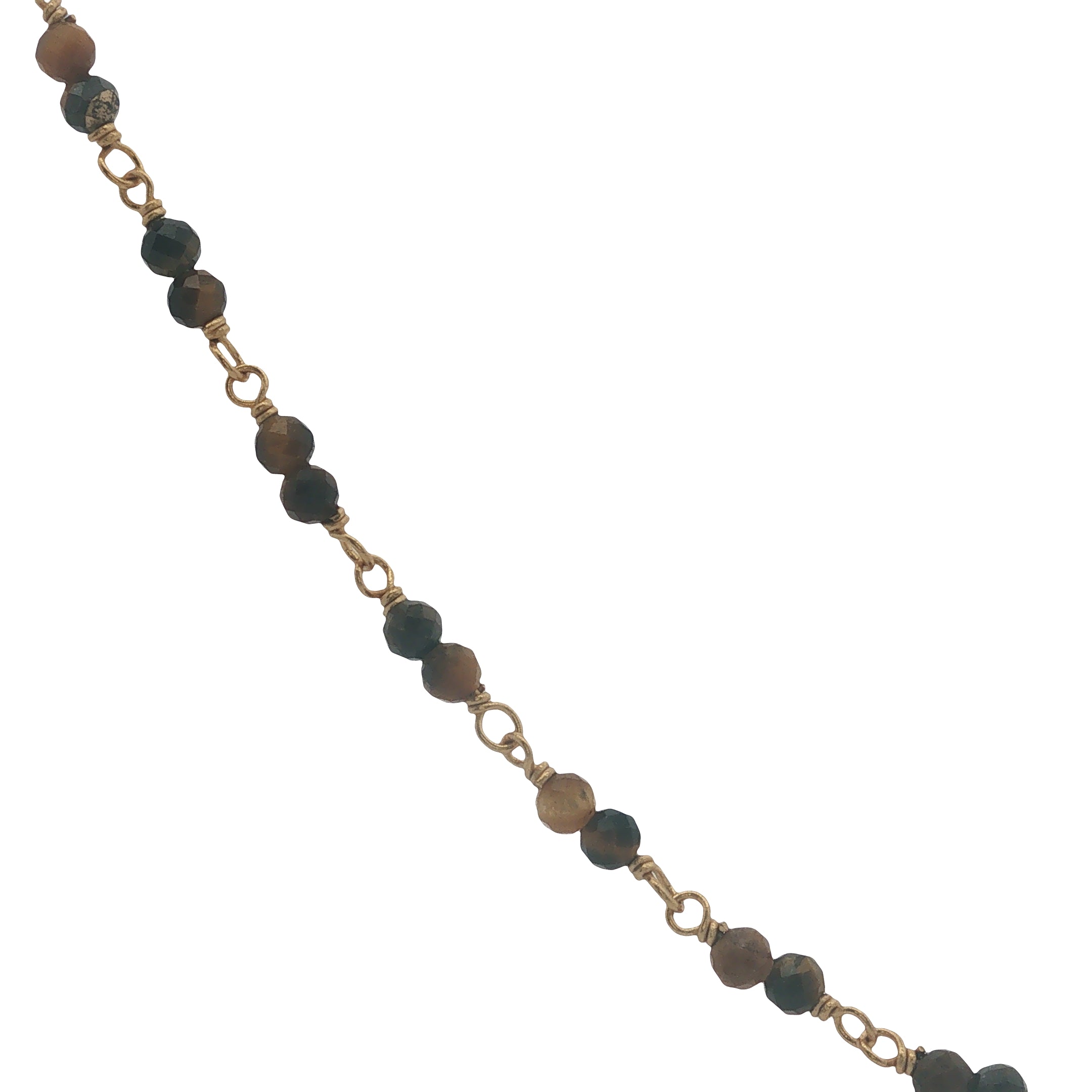 Collier doré avec duo oeil de tigre 60 cm