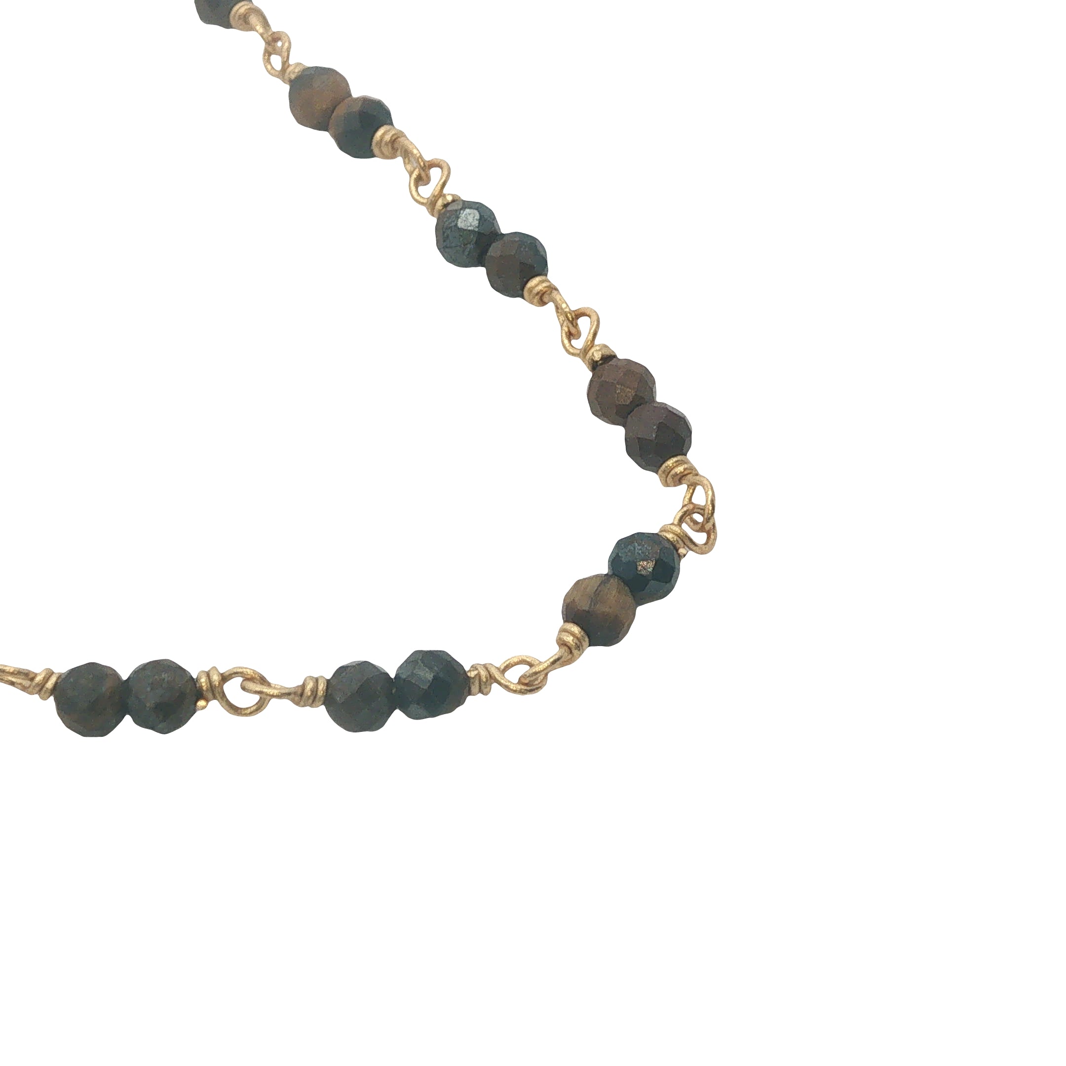 Collier doré avec duo oeil de tigre 60 cm