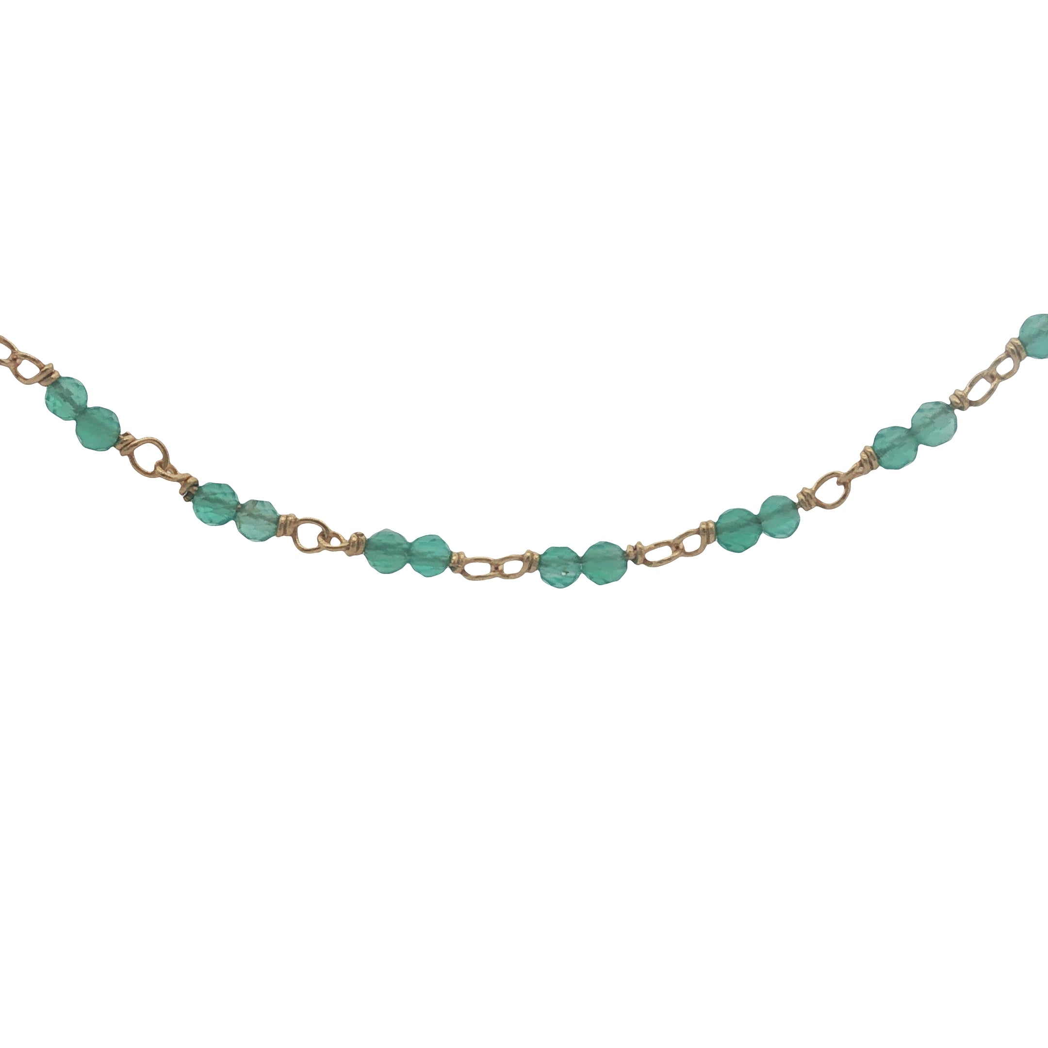 Collier doré avec duo onyx verte 60 cm