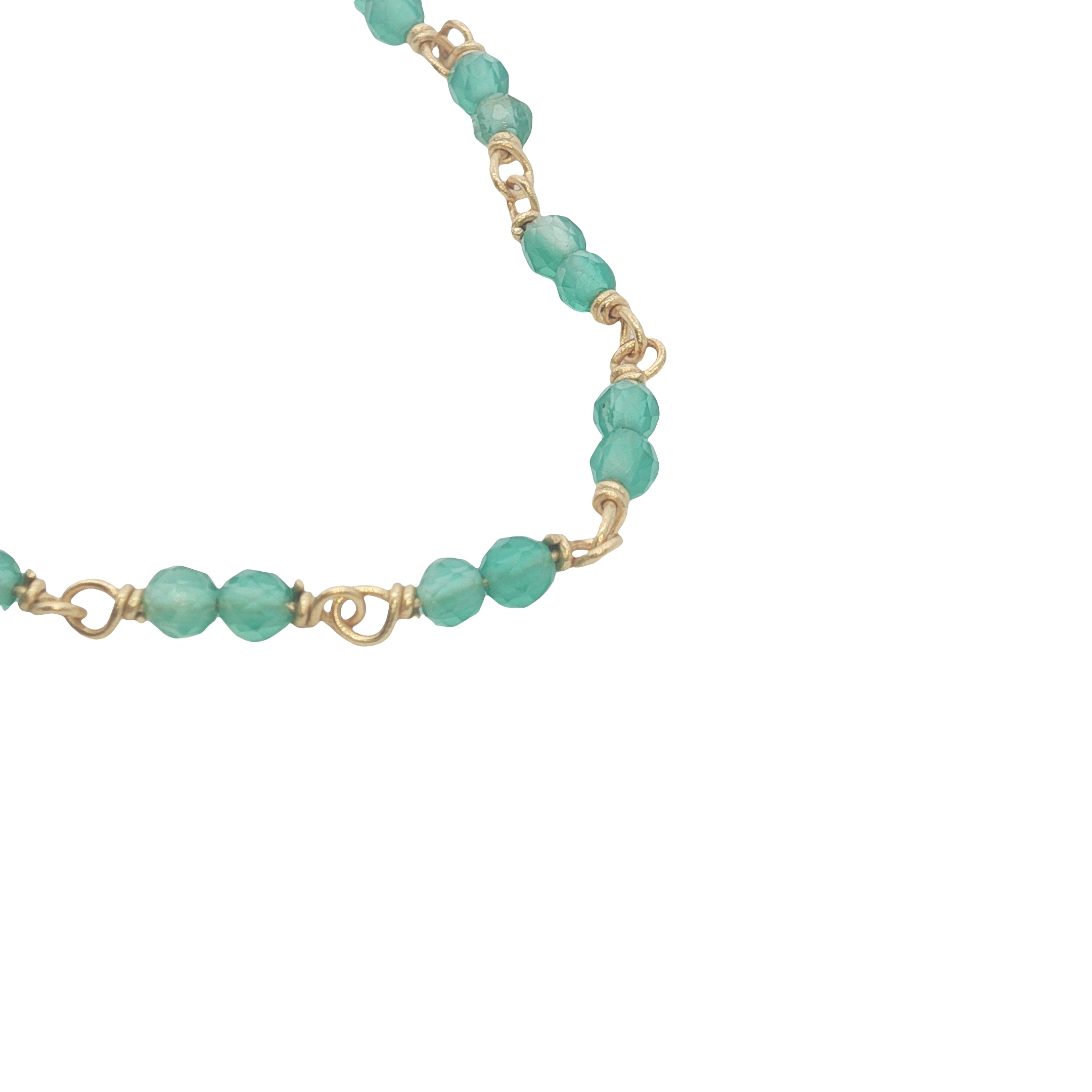 Collier doré avec duo onyx verte 60 cm