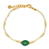 Bracelet doré onyx verte et prehnite