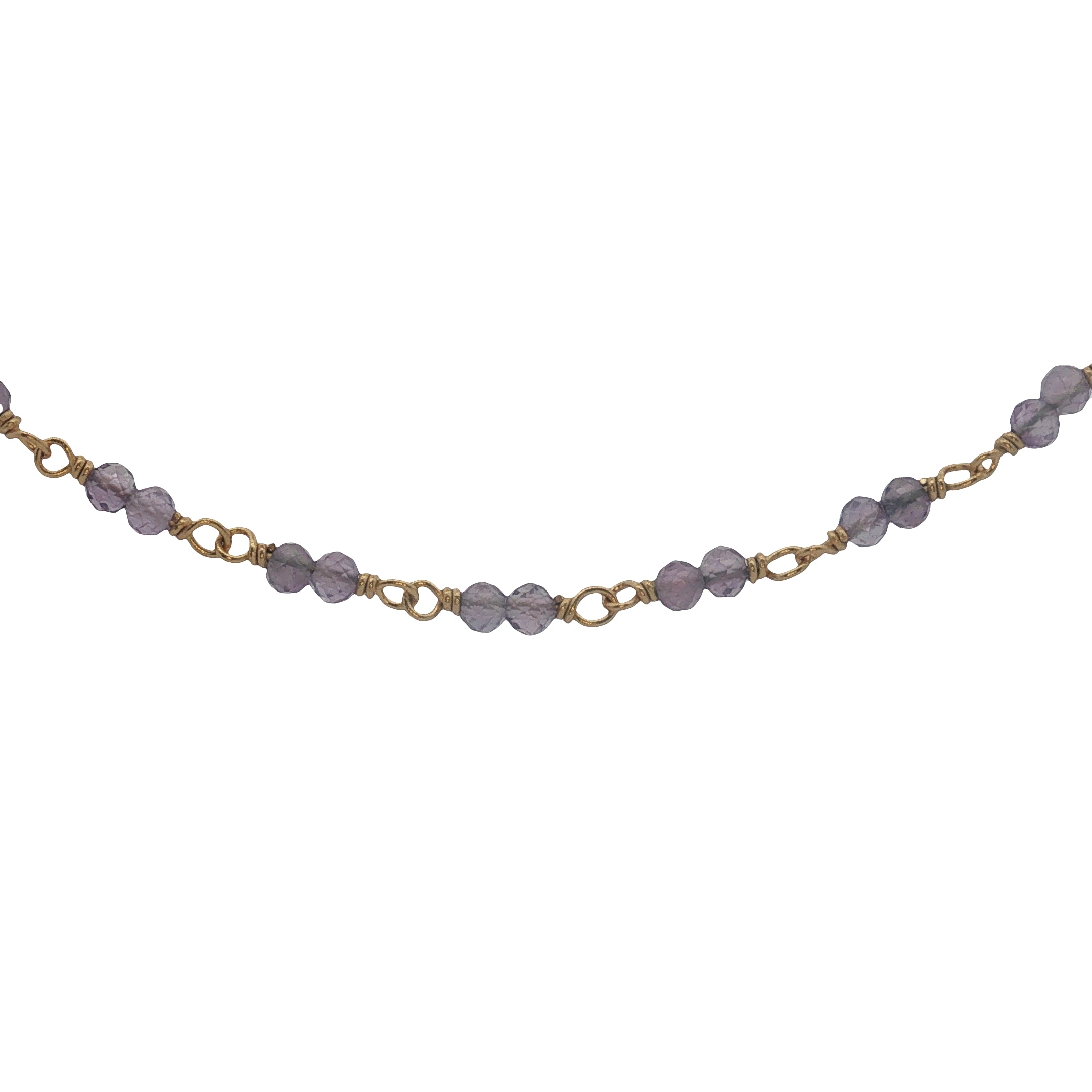 Coller doré avec duo améthyste 60 cm