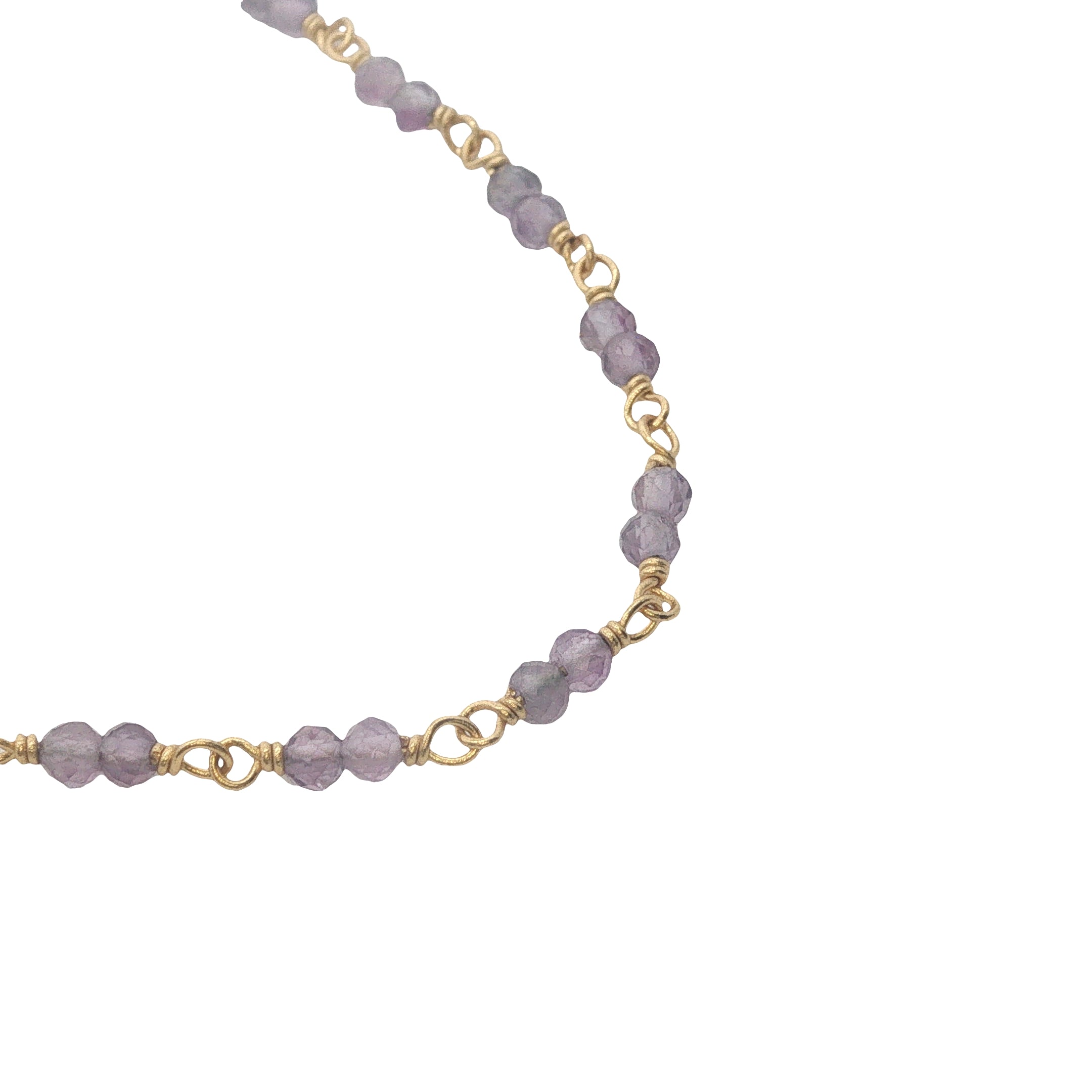 Coller doré avec duo améthyste 60 cm