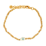Bracelet doré main de Fatma nacre et perles dorées