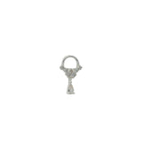 Boucle d'oreilles puce argent 925 anneau zircons et pampille