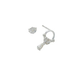 Boucle d'oreilles puce argent 925 anneau zircons et pampille