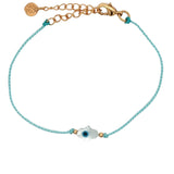 Turquoise chain cord bracelet and talismans