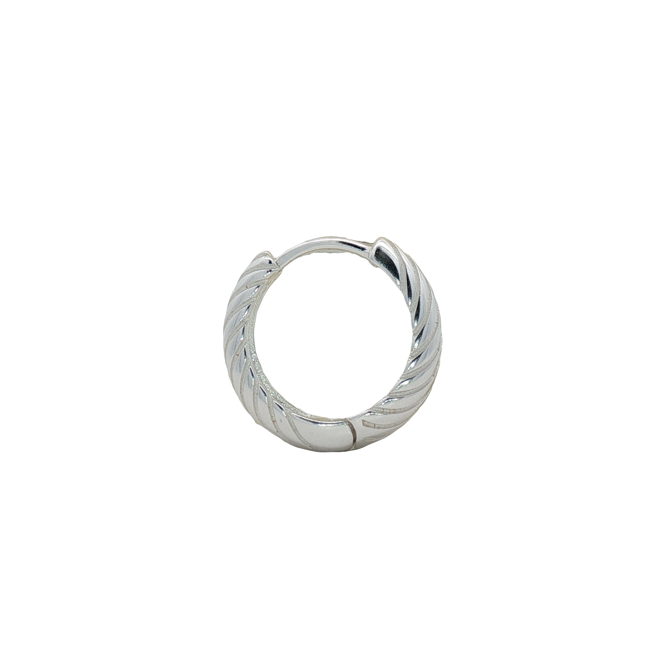 Mini créole fermée striée argent 925 16 mm
