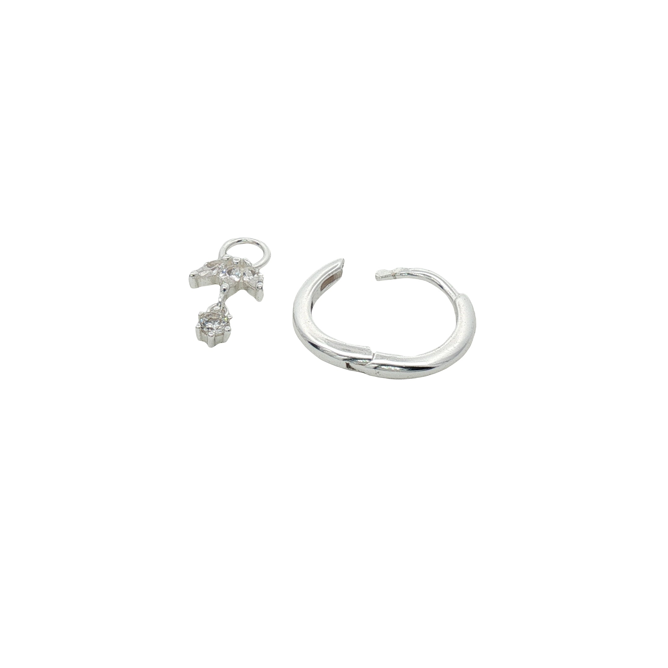 Mini créole fermée argent 925 pampille avec zircons navette