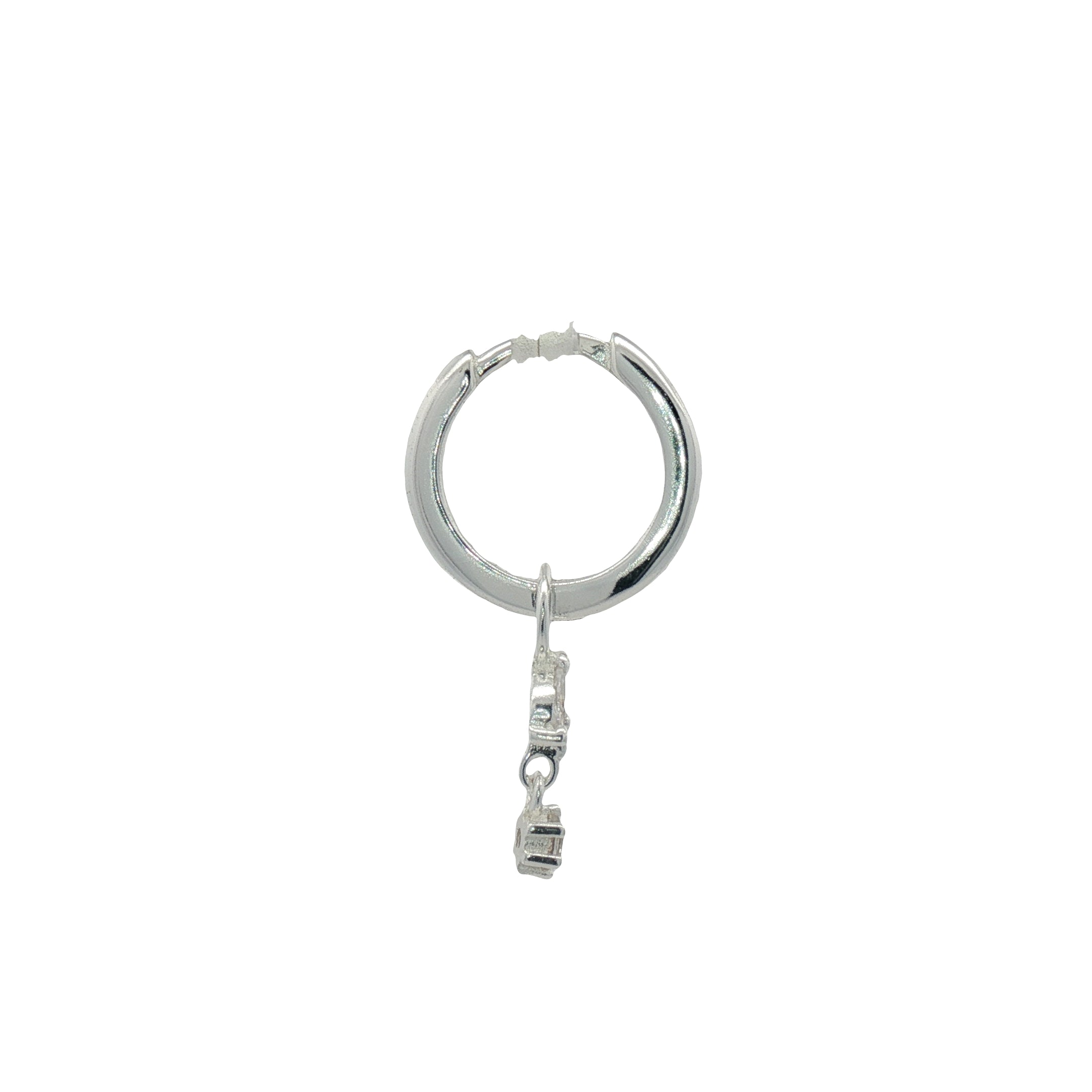 Mini créole fermée argent 925 pampille avec zircons navette