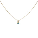 Collier doré délicat zircon turquoise serti clos 38 cm