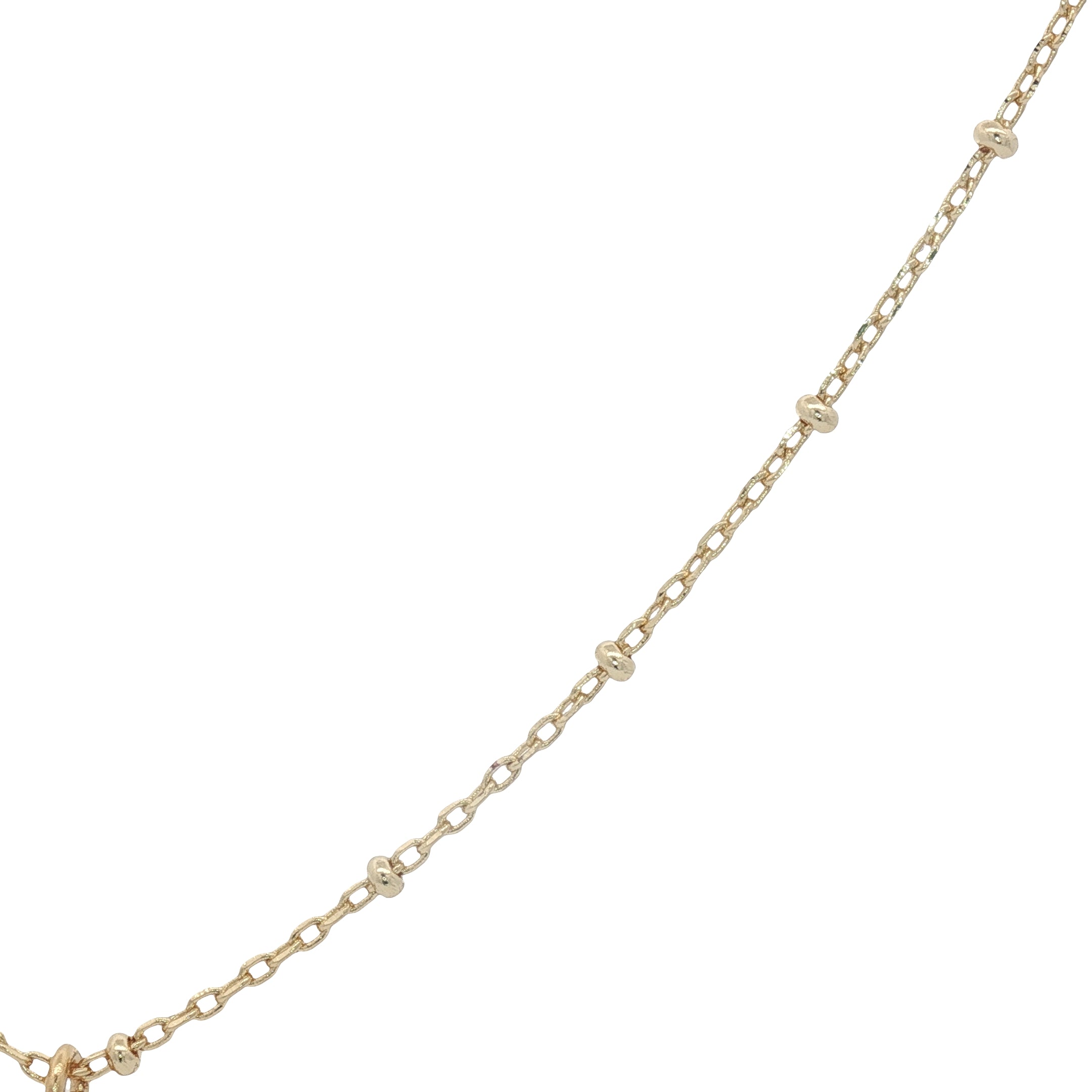 Collier doré délicat zircon turquoise serti clos 38 cm