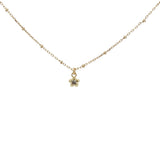 Collier doré petite fleur avec zircon 38 cm