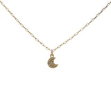Collier doré petite lune avec zircons 38 cm