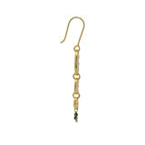 Boucles d'oreilles dorées 3 disques ovales martelés avec Rubis Zoisite