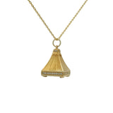 Collier doré pyramide en pierre de lune et zircons blancs 42 cm