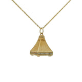 Collier doré pyramide en pierre de lune et zircons blancs 42 cm