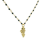 Collier doré onyx noire poisson zircons blancs et noirs 44cm