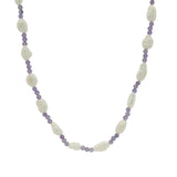 Collier doré perles de culture alternées avec de l'améthyste 42 cm