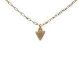 Collier doré petit triangle minimaliste avec zircons 38 cm