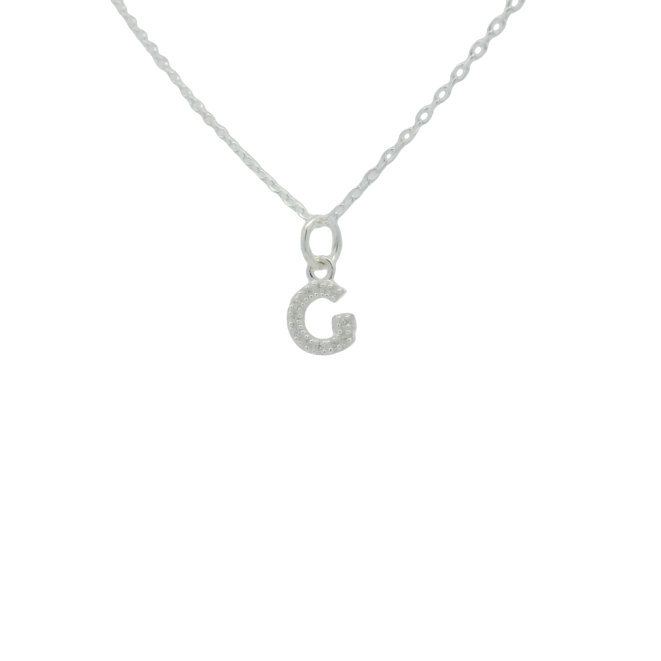 Collier argent 925 petite lettre "G" et zircons blancs 42 cm