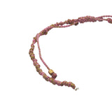 Bracelet cordon rose et doré avec croix en nacre