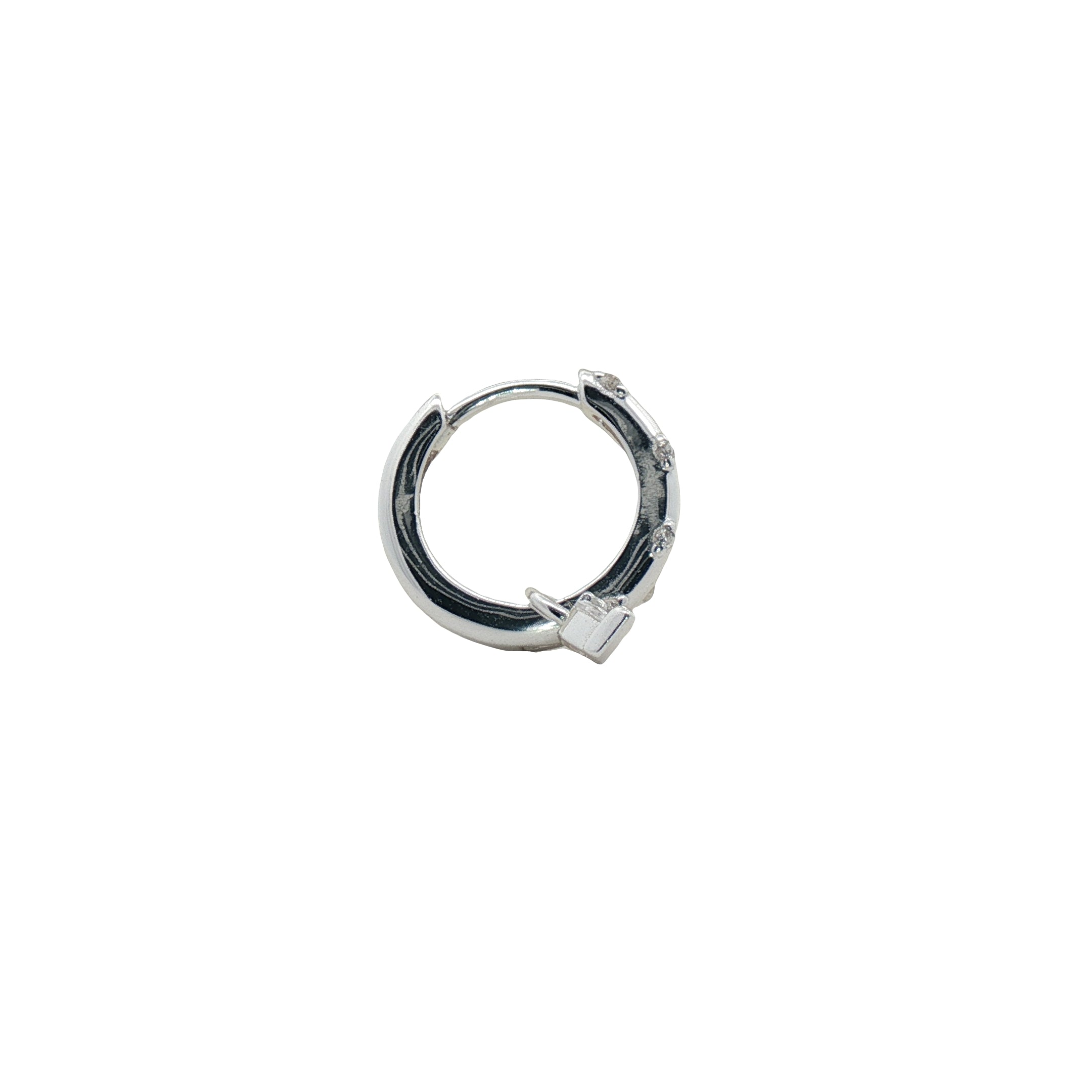 Mini créole fermée argent 925 avec pampille zircon navette