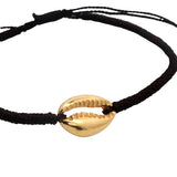 Chocolate and golden cowrie cord bracelet
