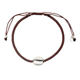 Bracelet sur cordon marron avec cauri en argent 925