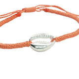 Silver cowrie cord bracelet