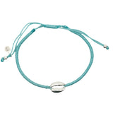 Turquoise cord bracelet and 925 silver cowrie