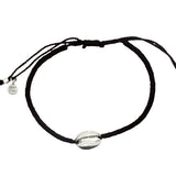 Bracelet sur cordon marron foncé avec cauri en argent t925