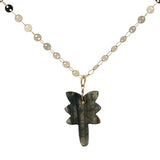 Collier doré palmier taillé dans la labradorite 60 cm