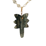Collier doré palmier taillé dans la labradorite 60 cm