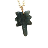 Collier doré palmier taillé dans la labradorite 60 cm