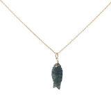 Gold necklace and natural stone fish