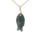 Gold necklace and natural stone fish